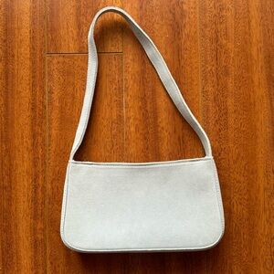 light blue velvet snap closure purse